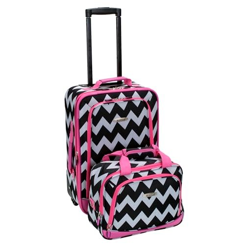 Rockland 2-PC Pink Chevron Luggage Set